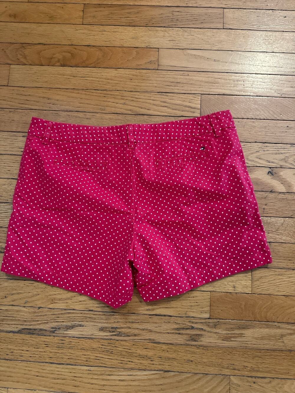 Tommy Hilfiger Polka Dot Shorts Women’s Size 14 Red White Preppy Chino Summer
